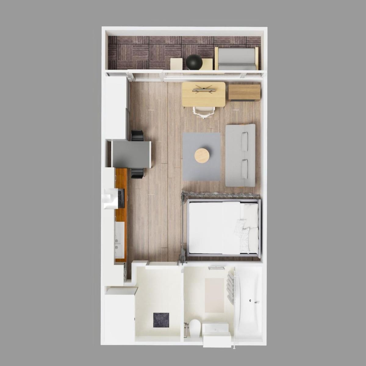 Large Cozy Studio with Balcony And Kitchen at Pasing 1